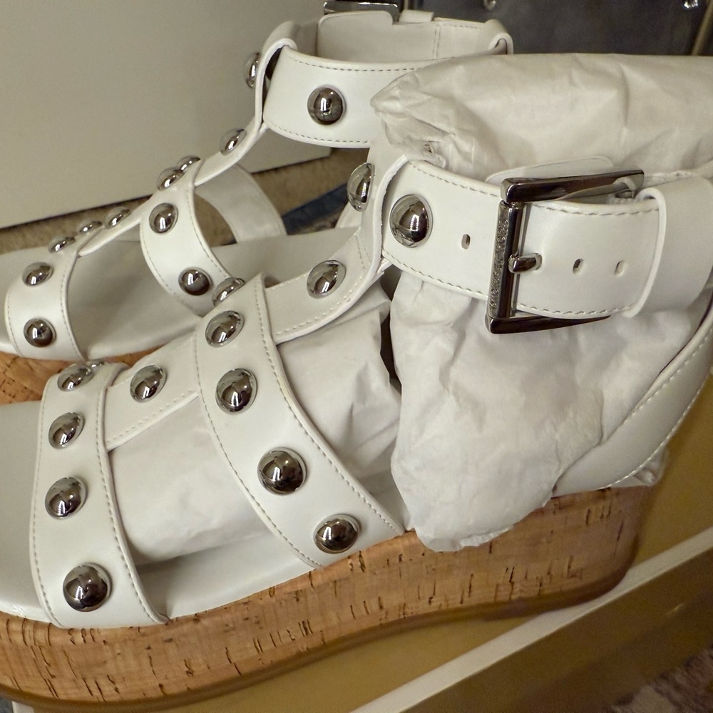 Michael Kors White Gladiator Sandals with Studs - Picture 3 of 6